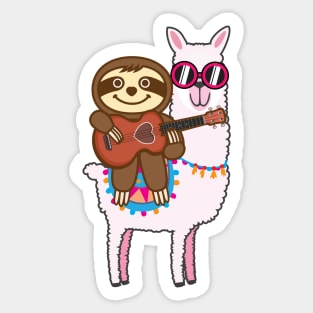 Sloth Llama Ukulele Sticker